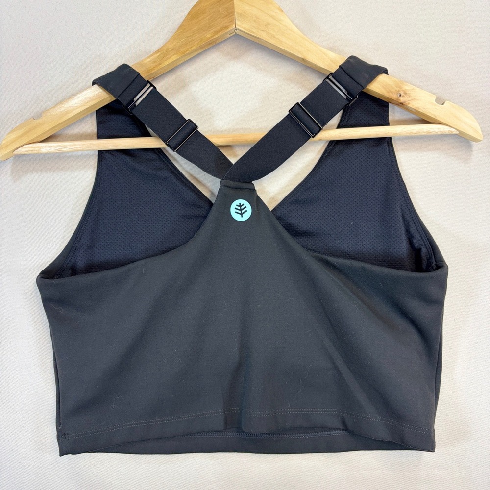 Coolibar Ananda Long Line Sports Bra Women Small Black UPF 50 T-Back Hiking Yoga - Picture 5 of 8